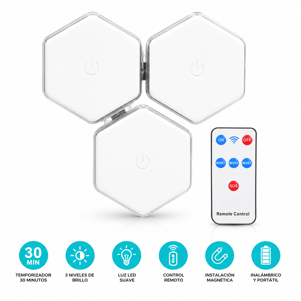 Lámparas LED Hexagonales Remote Tap